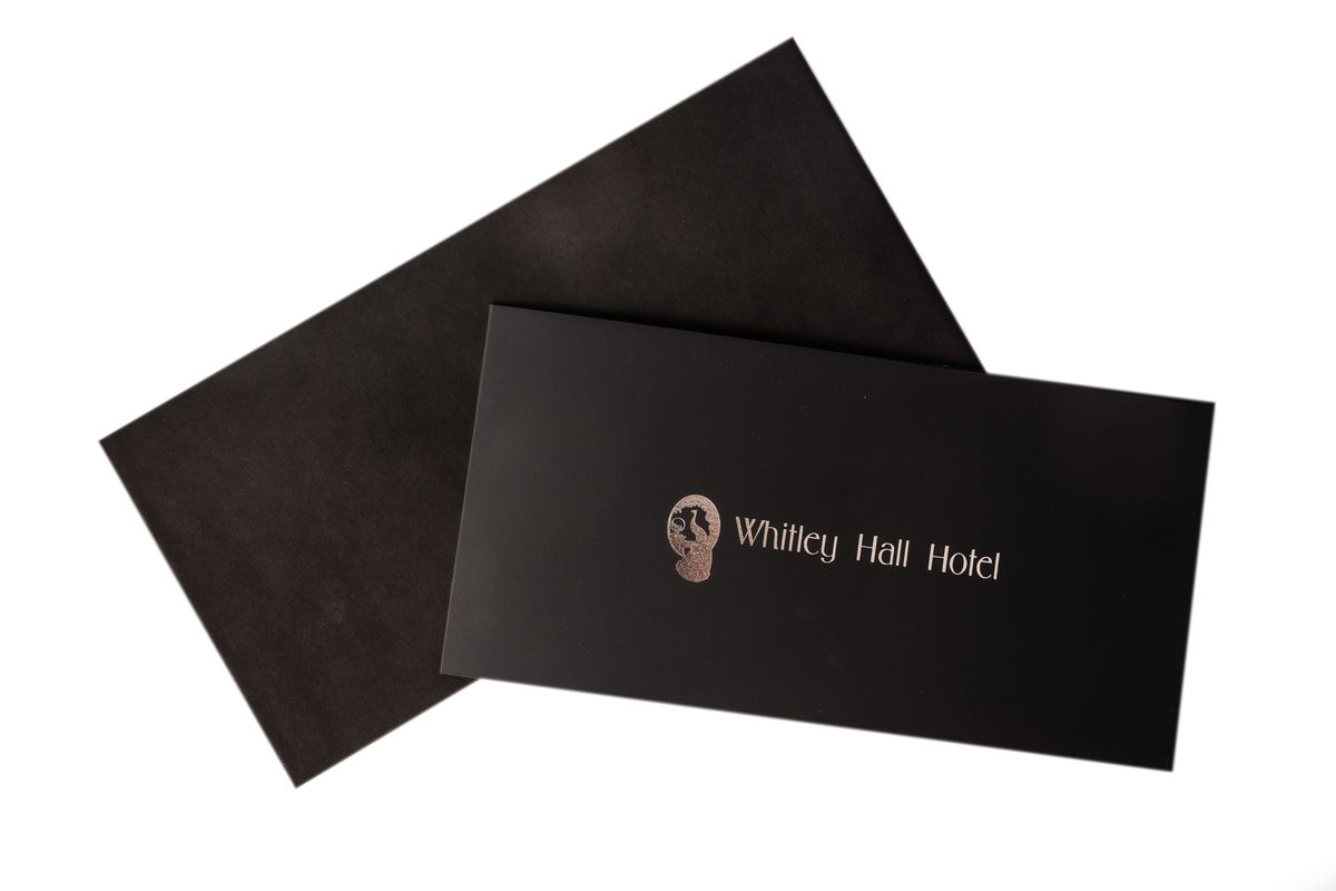 Maple voucher wallet and presentation envelope, printed sample